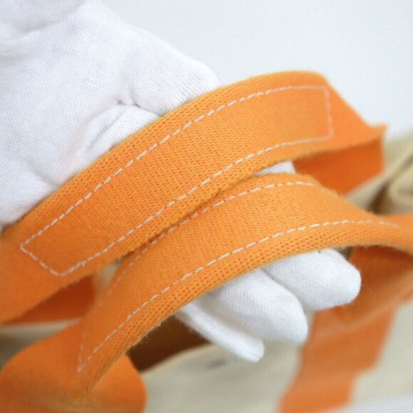 Hermes Bora PM White Orange Canvas Tote X - Picture 6 of 10